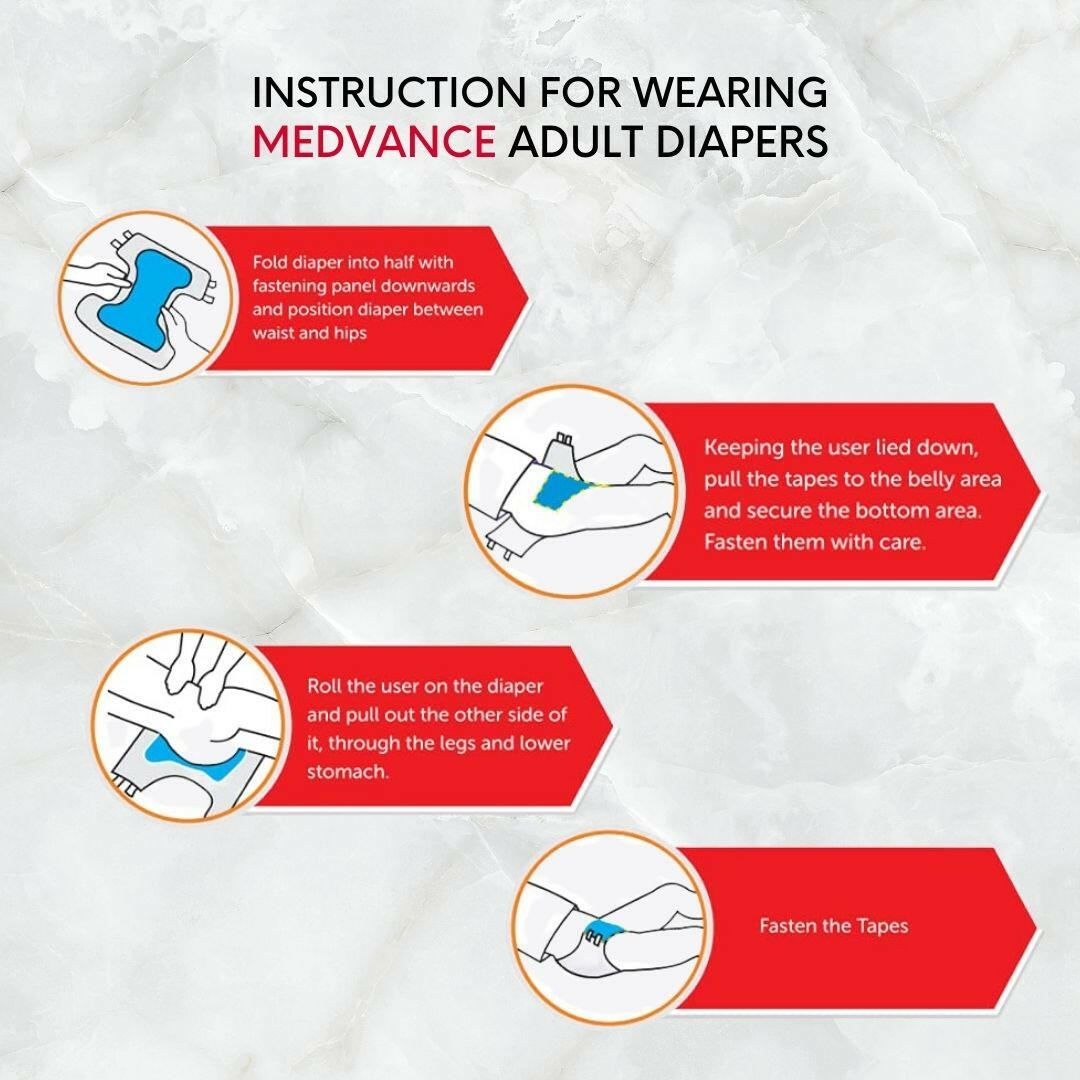 Medvance Adult Diapers - Superior Absorbency, All-Day Comfort, Reliable Protection, Large - Medvance Surgicals